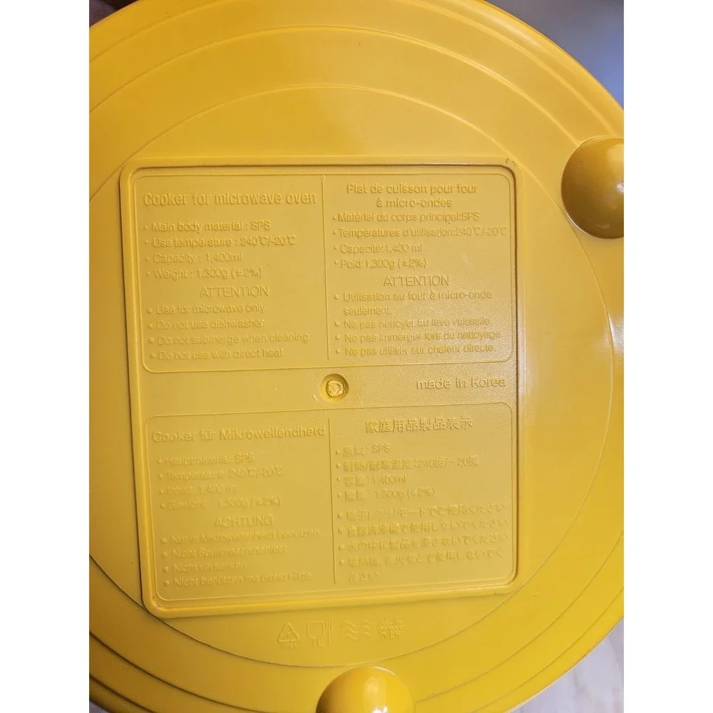 Range Mate Microwave Grill Pan Yellow Round Cooker Lid Steam Plate Muffin Insert